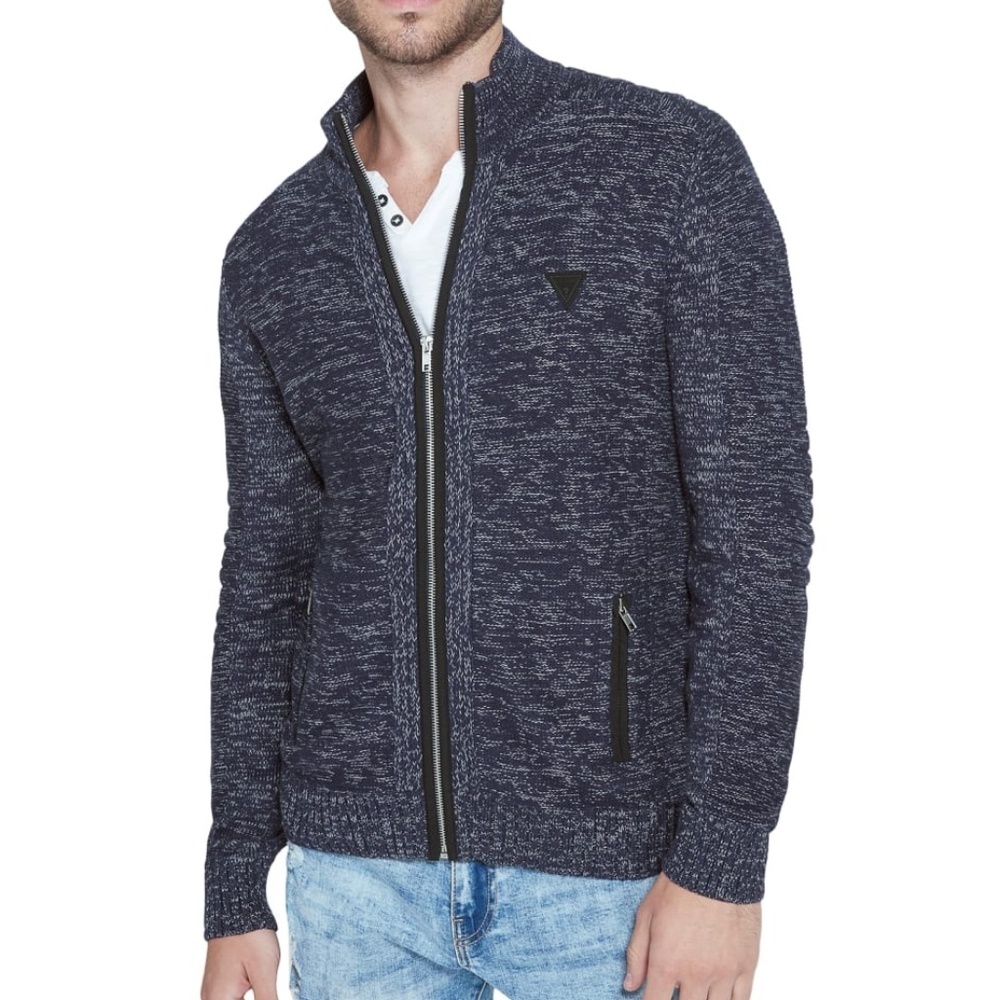 New GUESS Charles Marled Mock-Neck Sweater Sz M